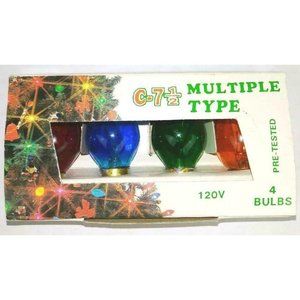 Christmas Light Bulbs Vintage Embassy International C7 1/2 Candelabra 4 pack NOS